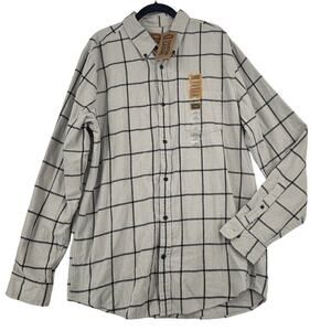Foundry Signature Flannel Shirt Size LT Gray Plaid Cotton Classic Fit Button Up